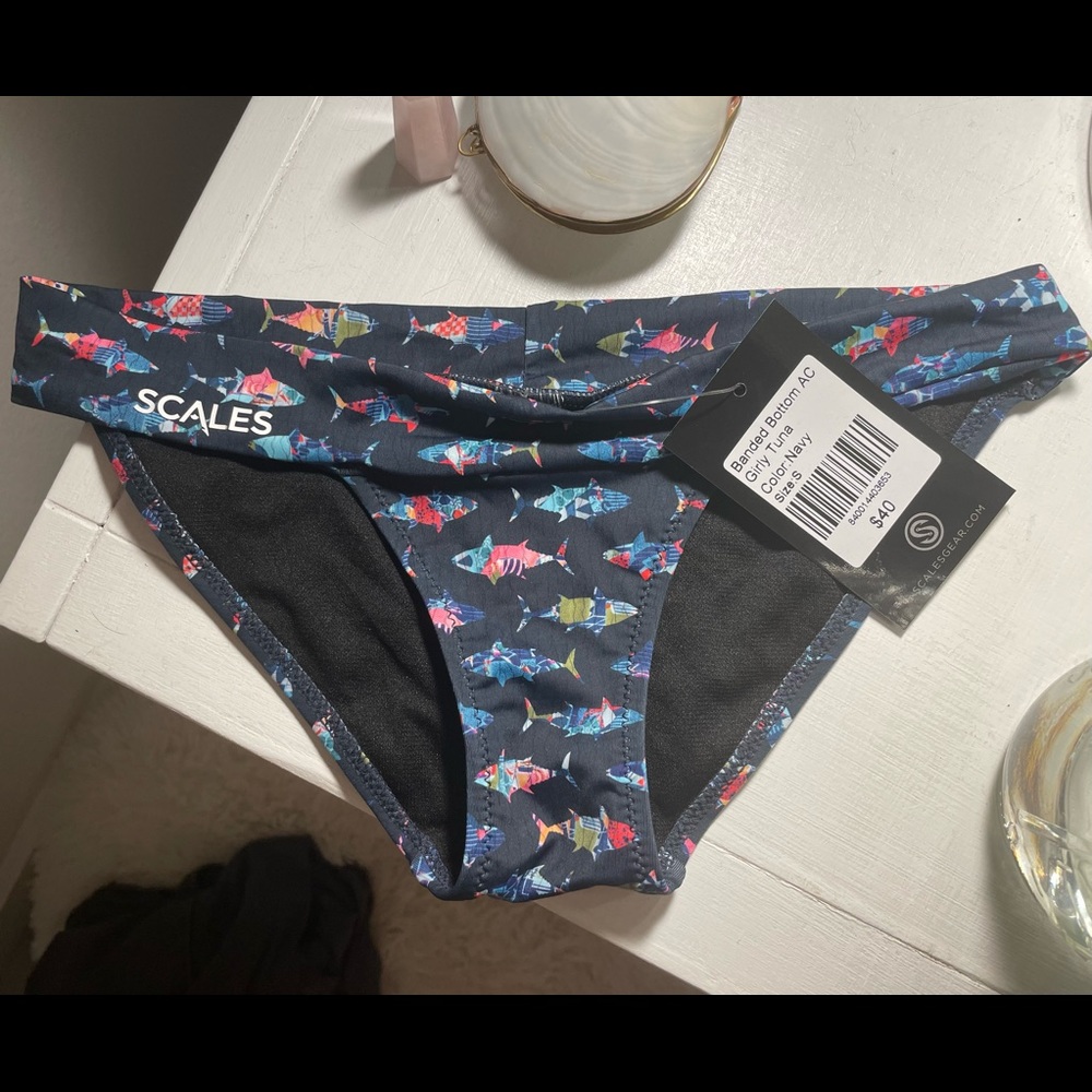 Scales Gear Trippy Fish Banded Bikini Bottom in Navy size small
